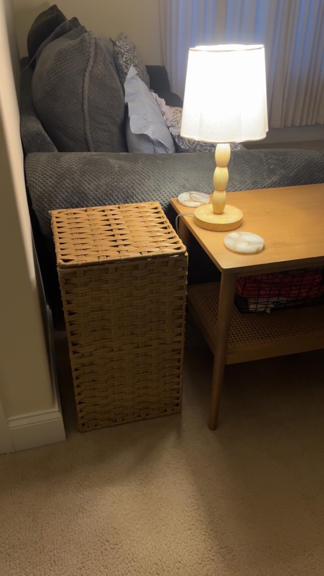 SONGMICS Laundry Hamper with Lid, 23.8 Gal (90 L) Synthetic Rattan,Foldable customer photo 2