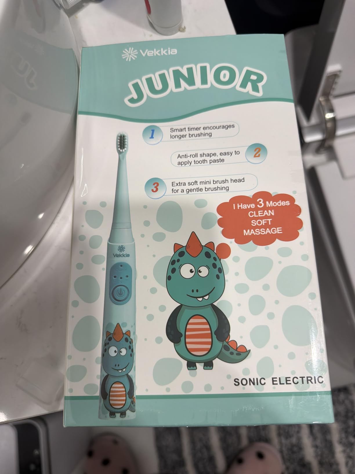 Vekkia Sonic Rechargeable Kids Electric Toothbrush(Blue) customer photo 1