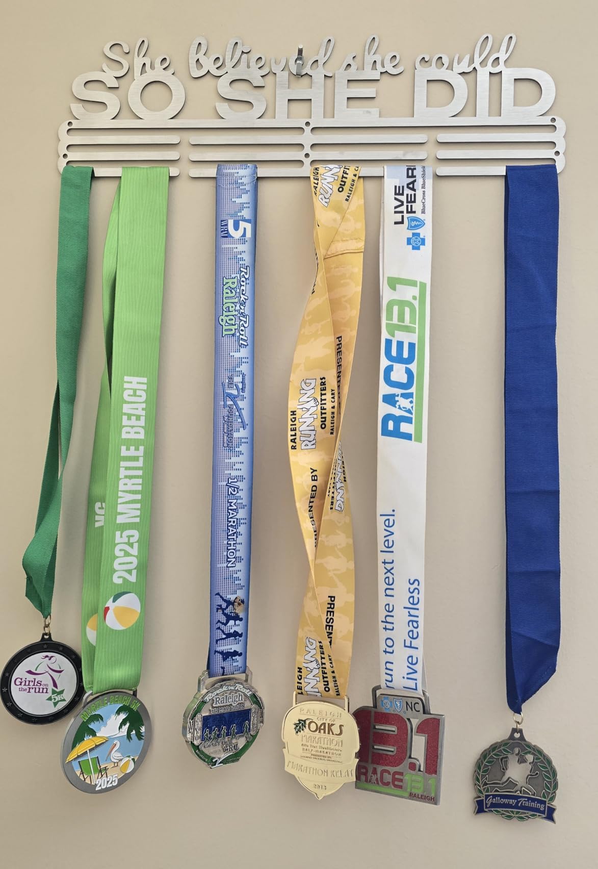 She Believed She Could SO SHE DID Race Medal Holder Wall Hanger,Marathon Runner Medal Display,Running Medal Display, Medal Holder for Wall, Sports Medal Hanger Display Gifts customer photo 1