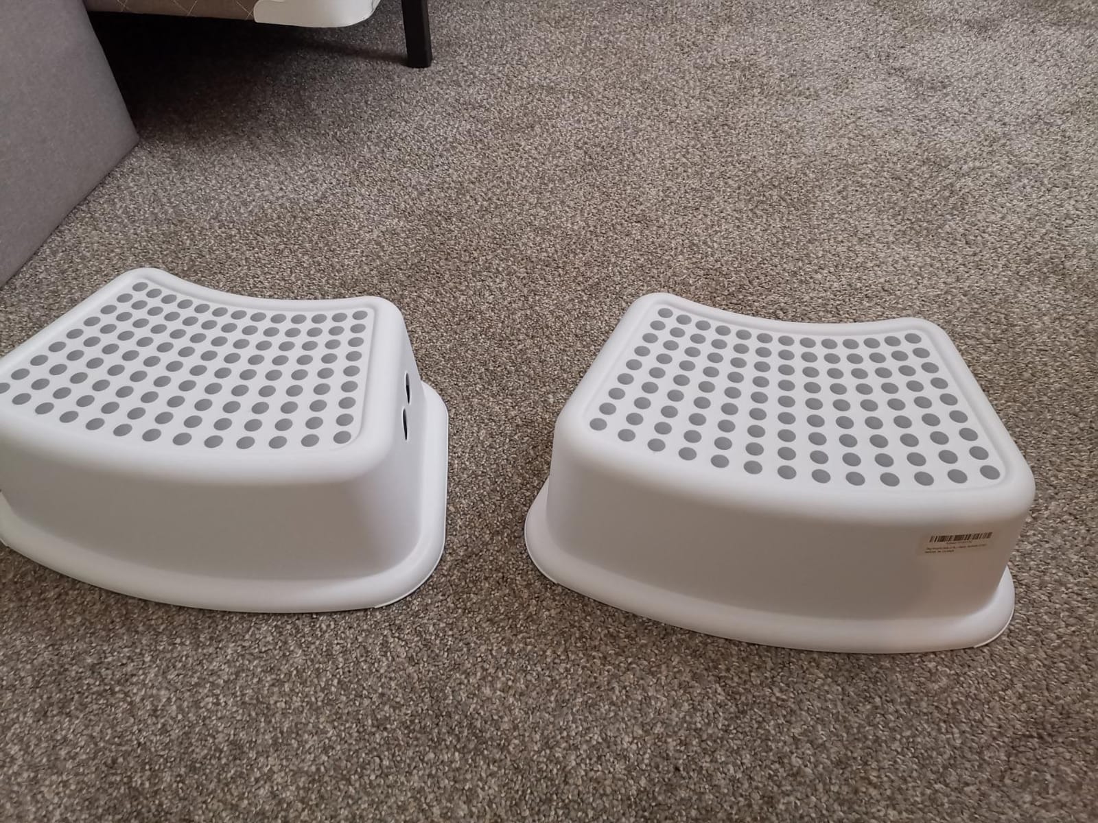 Step Stool for Kids (2 Pack), Toddlers Stool for Potty Training, Bathroom, Kitchen, Bedroom, Toy Room and Living Room. Toilet Stools with Soft Anti-Slip Grips for Safety, Stackable (Grey) customer photo 2
