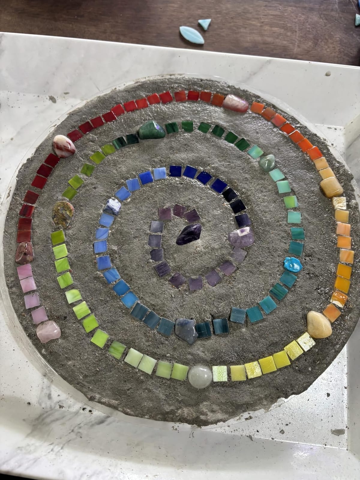 Lanyani 1050 Pieces Mixed Shapes Glass Mosaic Tiles for Crafts, Colorful Stained Glass Pieces for Mosaic Projects customer photo 2
