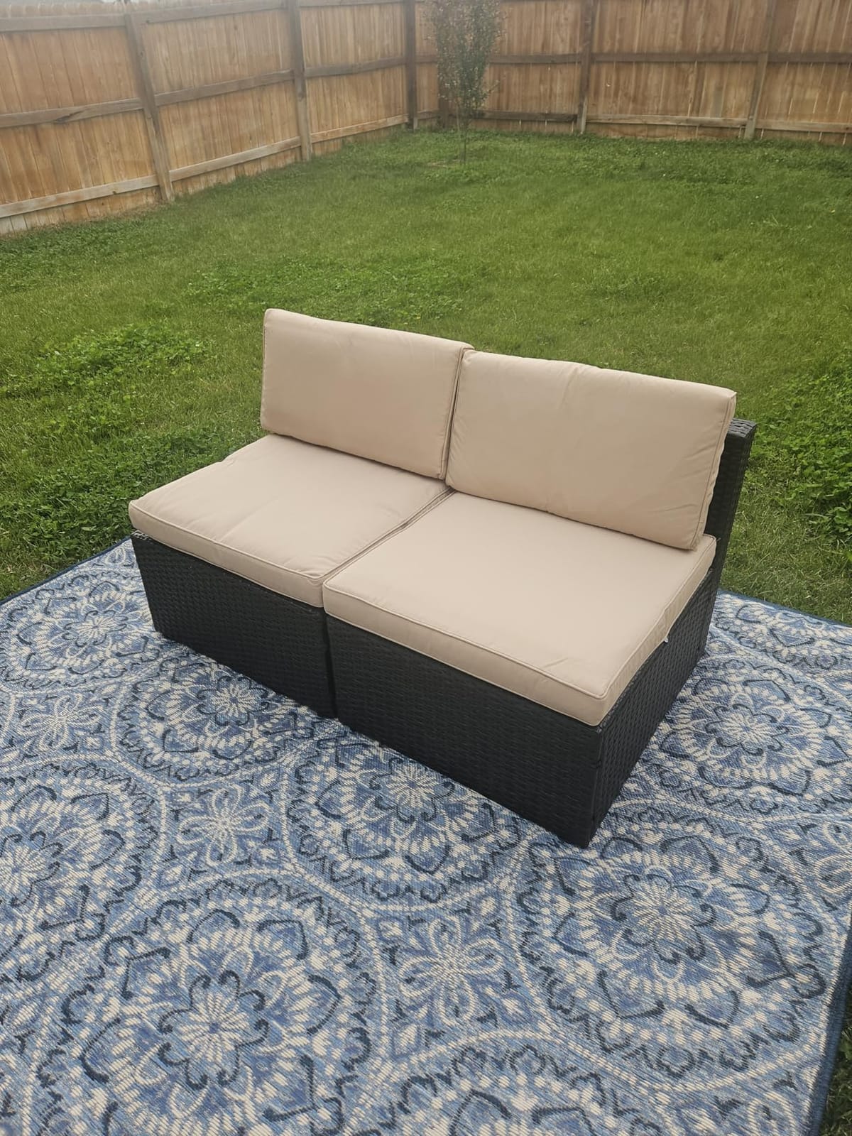 Devoko 2 Pieces Patio Furniture Sets,Outdoor Sofa,Small Sectional Couch customer photo 2