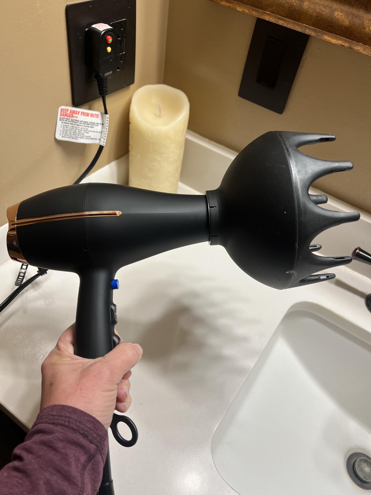 Conair InfinitiPRO Hair Dryer with Diffuser & Concentrator, 1875W, Black customer photo 2