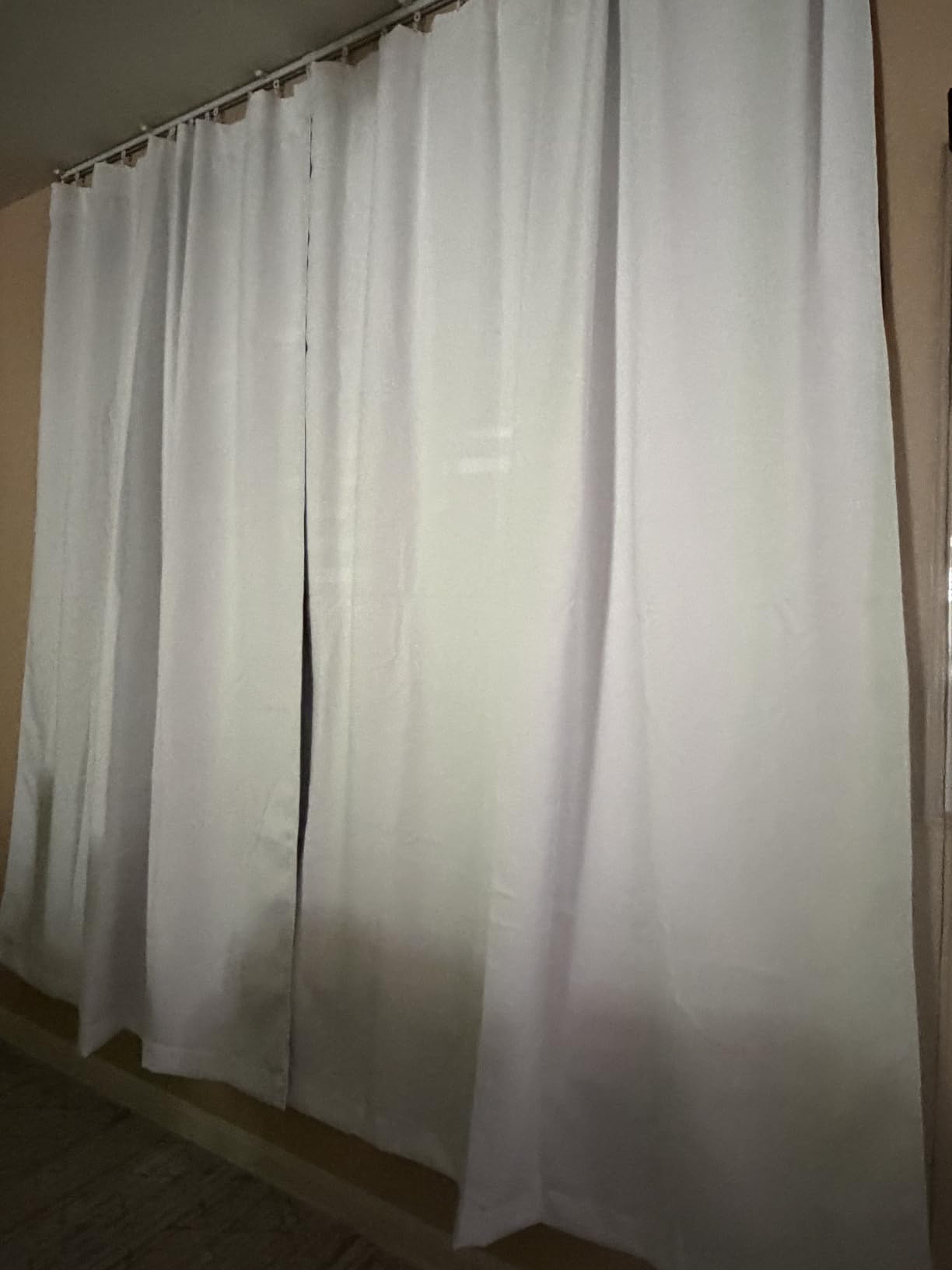 NICETOWN 100% Blackout Window Curtain Panels, Cold and Full Light Blocking Drapes with Black Liner for Nursery, 84 Inches Drop Thermal Insulated Draperies (Pure White, 2 Pieces, 52 inches Wide) customer photo 1