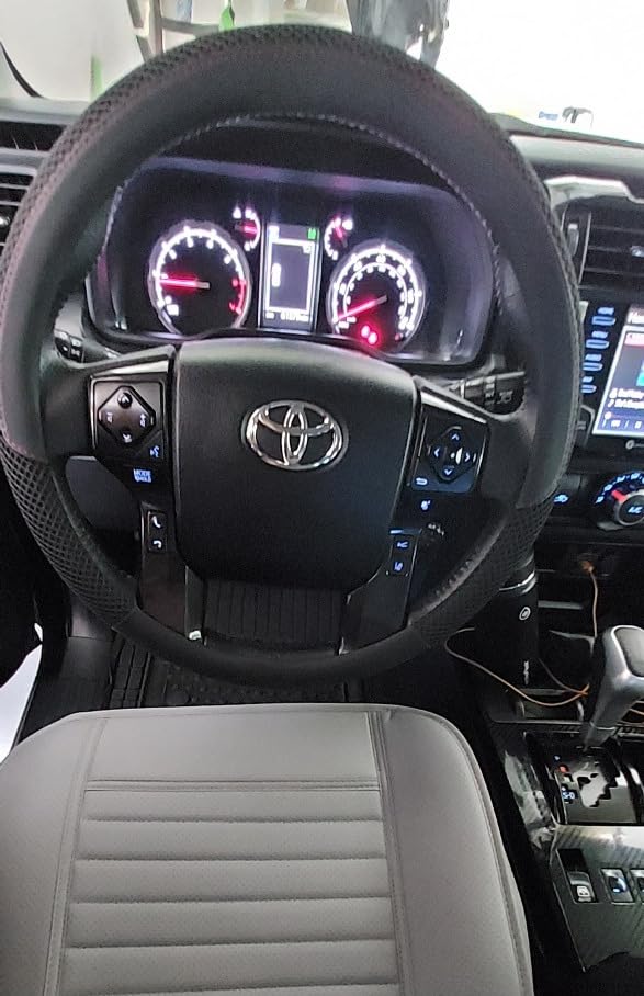KAFEEK Steering Wheel Cover, Cooling Ice Silk Leather, 15 Inch, Black customer photo 1
