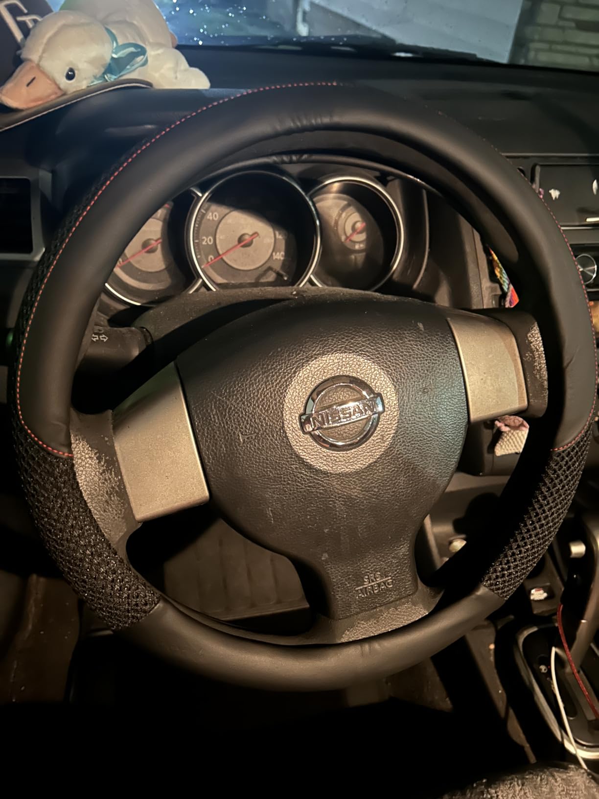KAFEEK Steering Wheel Cover, Cooling Ice Silk Leather, 15 Inch, Black customer photo 2