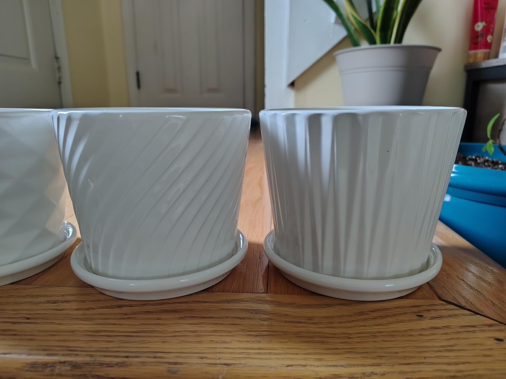 sietpoek 5.5” Ceramic Plant Pots with Drainage and Saucer 4PCs White customer photo 2