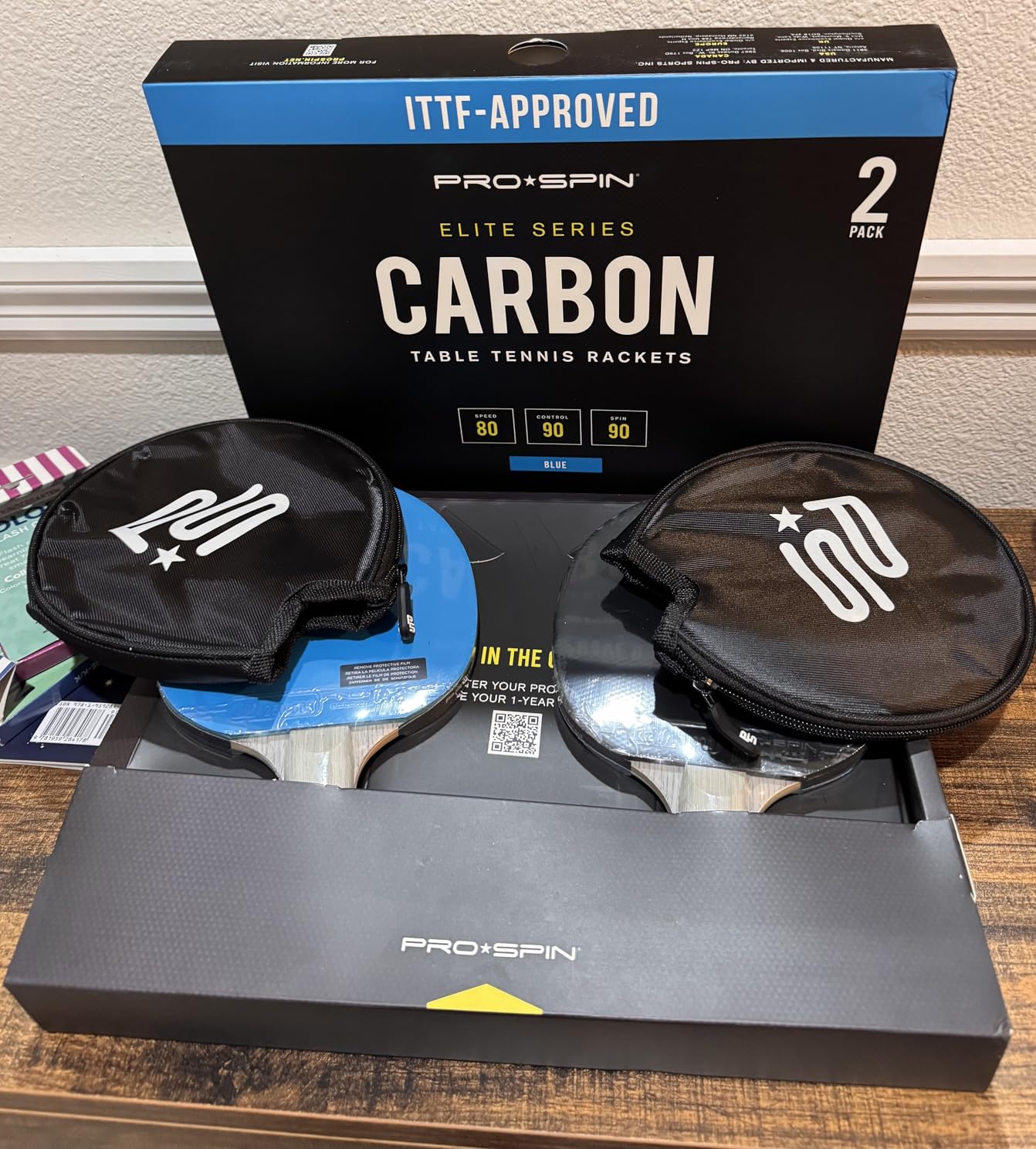 PRO-SPIN Ping Pong Paddles – ITTF Approved Professional Table Tennis Rackets with Carbon Fiber for Superior Control | 7-Ply Blade, Premium Rubber, 2.0mm Sponge customer photo 1