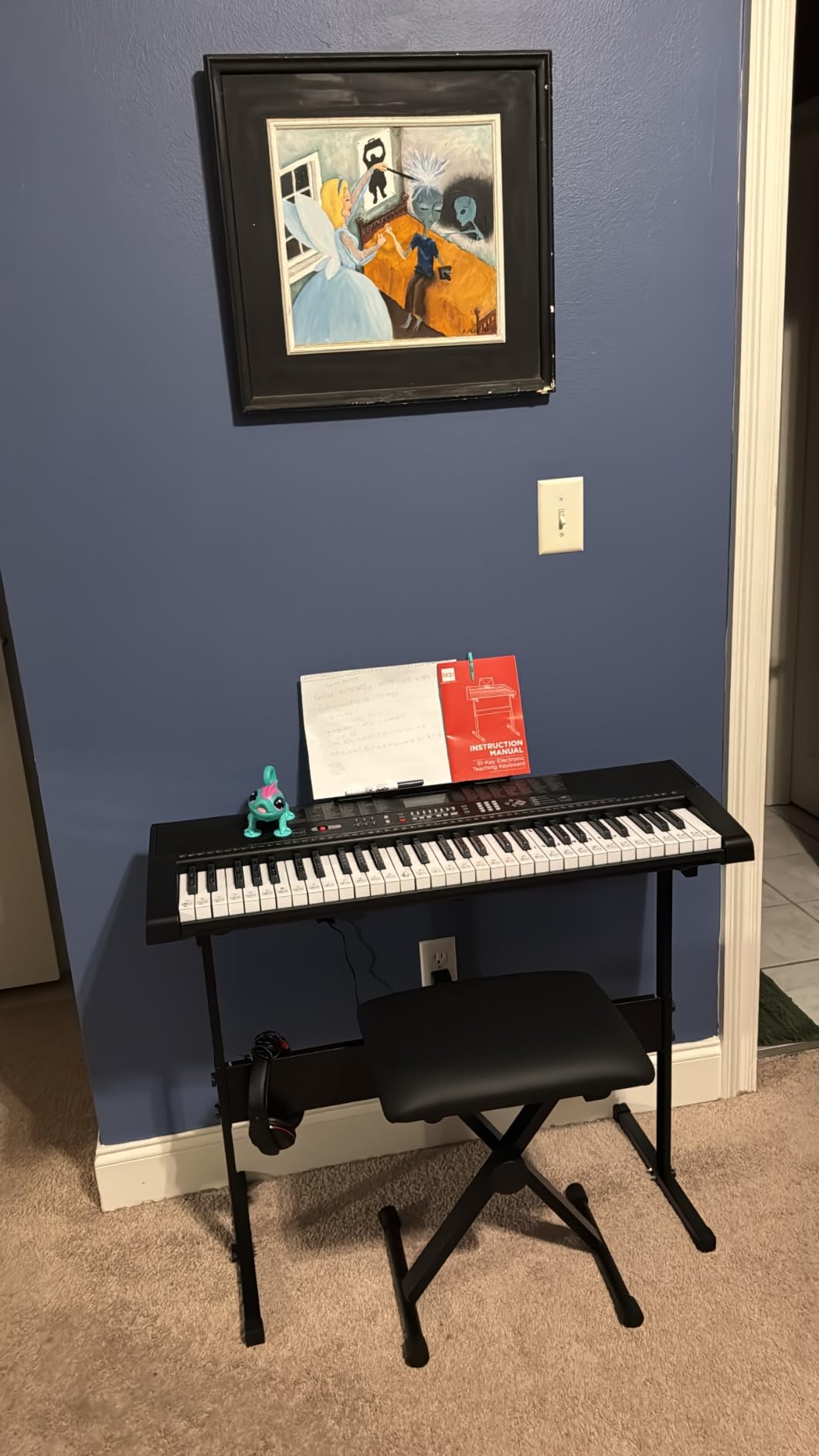 Best Choice Products 61-Key Beginners Complete Electronic Keyboard Piano Set w/Lighted Keys, LCD Screen, Headphones, Stand, Bench, Teaching Modes, Note Stickers, Built-In Speakers - Black customer photo 1
