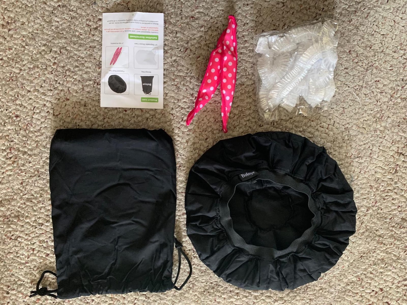 Flaxseed Deep Conditioning Heat Cap - Boloye Cordless 100% Safe Microwave Hot Cap for Natural Curly Textured Hair Care, Drying, Styling, Curling, Universal size (10 PCS One-time shower cap) (Black) customer photo 1