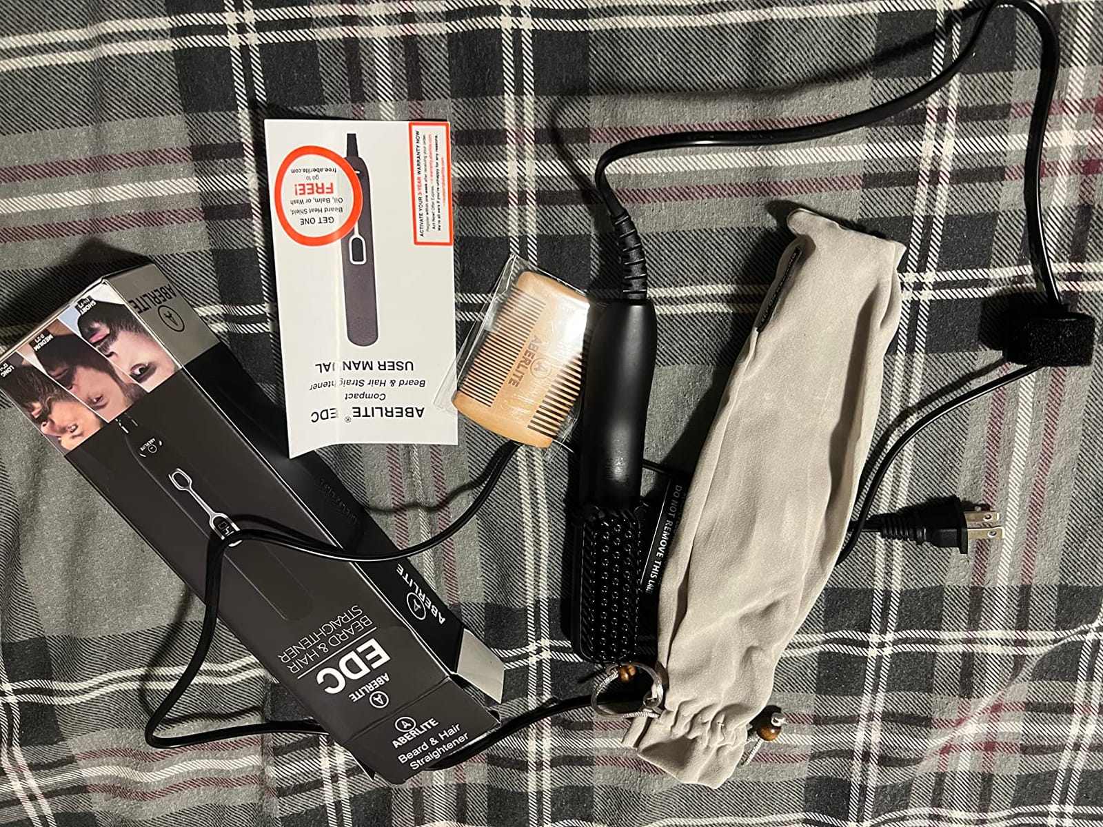 Aberlite EDC - Premium Beard Straightener Brush - Professional Heated Straightening Comb and Grooming Kit for Men (Gray) customer photo 1