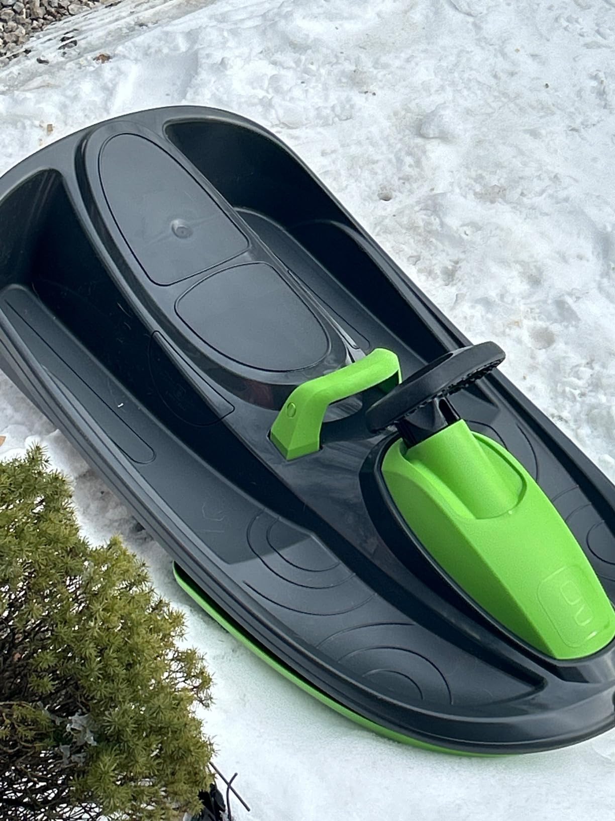 Snow Sled for Kids, Adults - Toboggan Sled, Easy Turning Steering Wheel, Anti-Slip Seat, Pull Up Brake, Durable Plastic Sled, Lightweight, Snow Sleds, Age 3+ 260 lbs customer photo 1