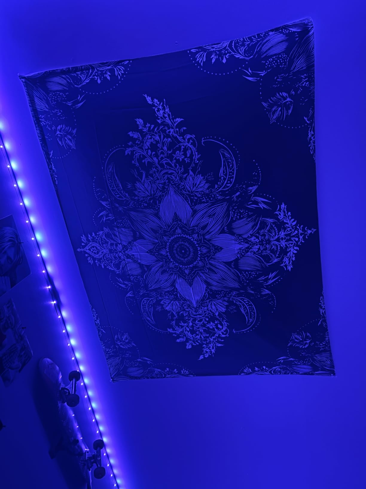 Lifeel Moon Phase Tapestry, Vintage Floral Wall Tapestry with Stars, Aesthetic Celestial Dark Botanical Wall Art for Bedroom Living Room Dorm Decor,36x48 inches customer photo 1