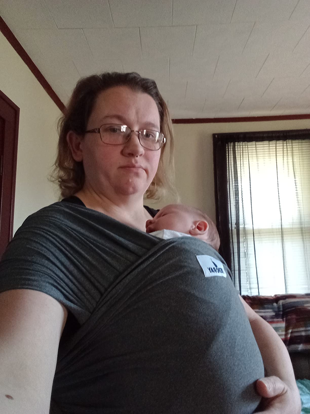 Baby Wraps Carrier, Jeroray Baby Carrier,Hands Free Infant Carrier, Lightweight,Breathable,Softness,Heather Grey customer photo 2