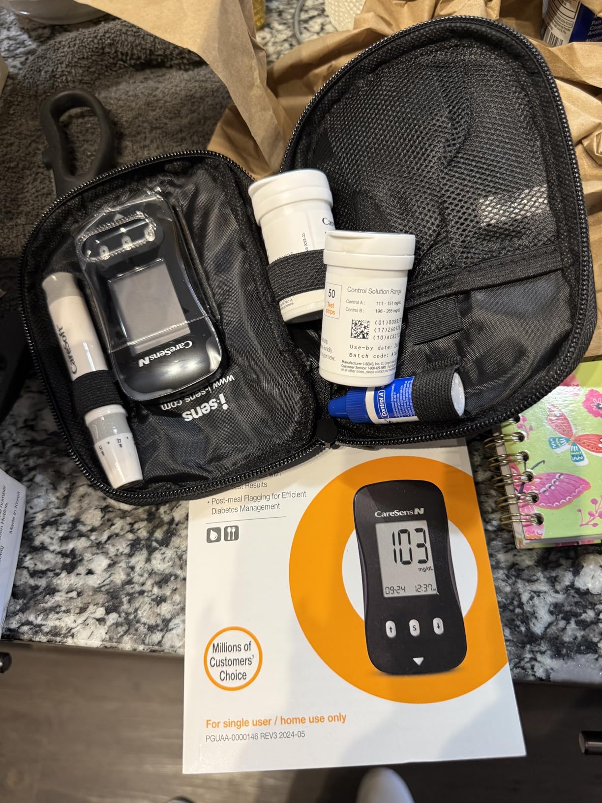 CareSens N Blood Glucose Monitor Kit with 100 Blood Sugar Test Strips, 100 Lancets, Blood Glucose Meter, Lancing Device, Control Solution, Travel Case customer photo 2