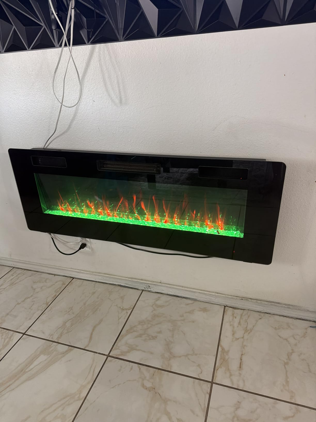50 inch Electric Fireplace Recessed and Wall Mounted Insert Update | Fireplace Heater with Ultra-Thin Lightweight LED Flush Mount Linear Fit, Timer, Touch Screen, Remote Control, Black customer photo 2
