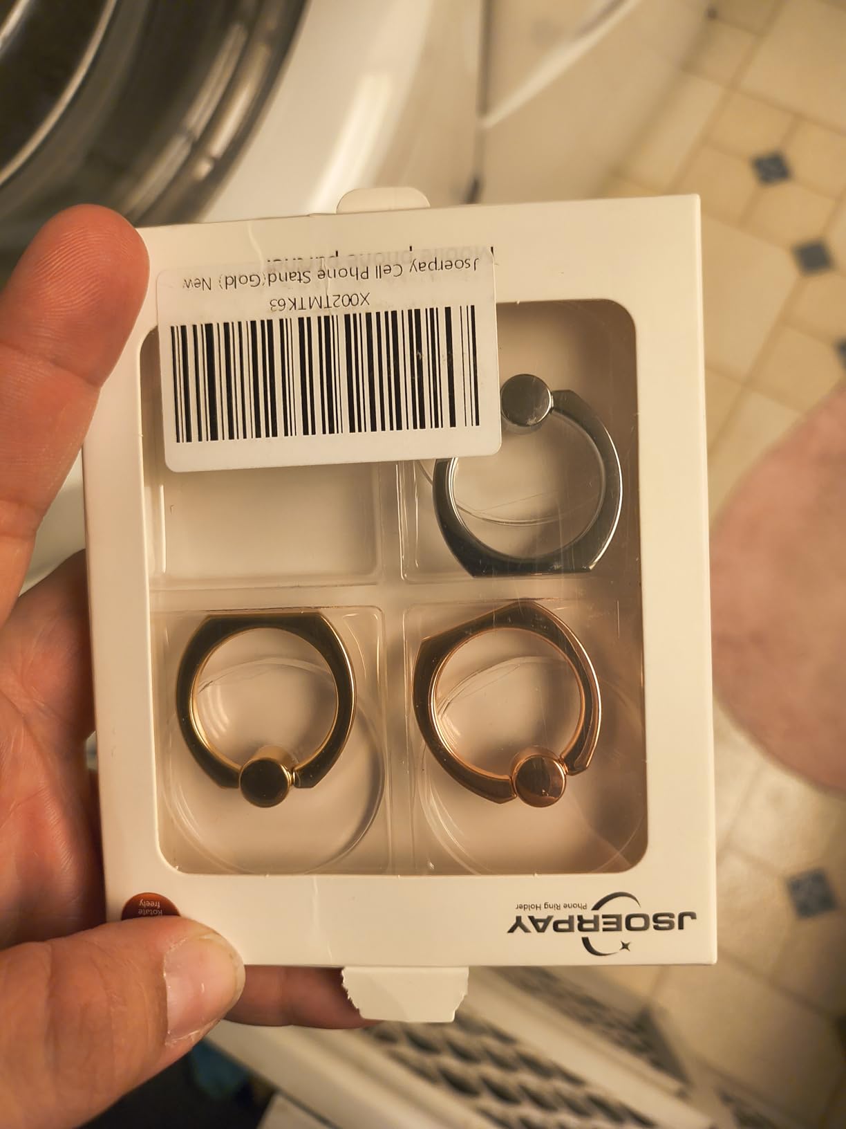 4 Pack Jsoerpay Cell Phone Ring Holder, 2Silver+1Black+1Rose Gold | Transparent, 360° Rotation Adhesive, Finger Ring Stand, Clear Kickstand, Compatible with Most Phones, Tablet and Case customer photo 2