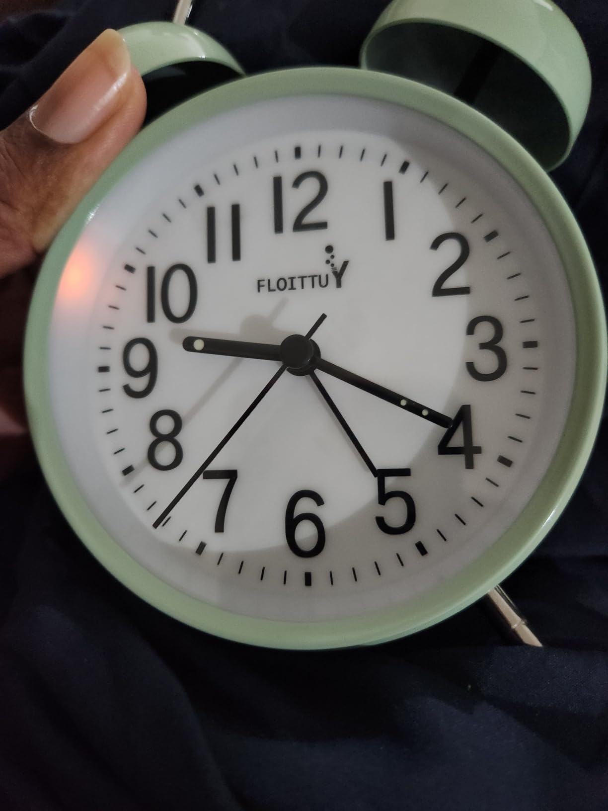 FLOITTUY Loud Alarm for Deep Sleepers 4'' Twin Bell Alarm Clock with Backlight for Bedroom and Home Decoration(Green) customer photo 1