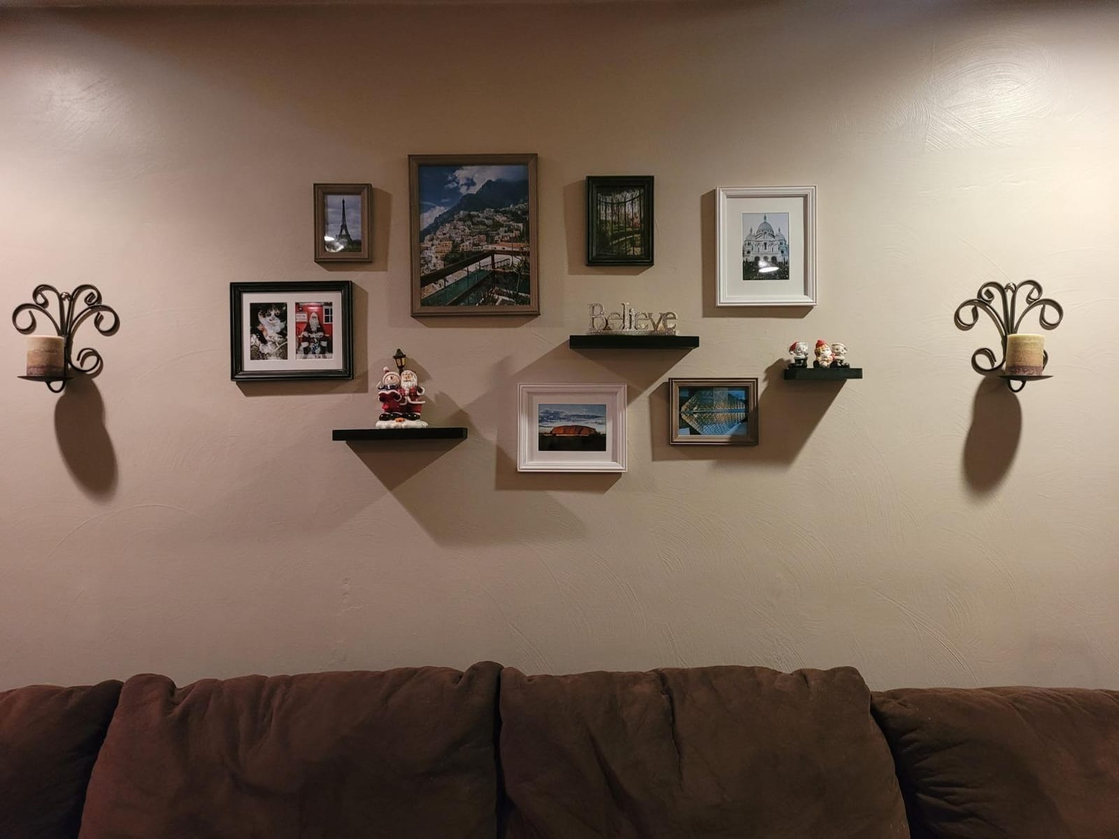 Kate and Laurel Bordeaux Gallery Wall Frame and Shelf Kit, Set of 10, Natural, Assorted Size Frames with Wood Finish and Three Display Shelves Included customer photo 1