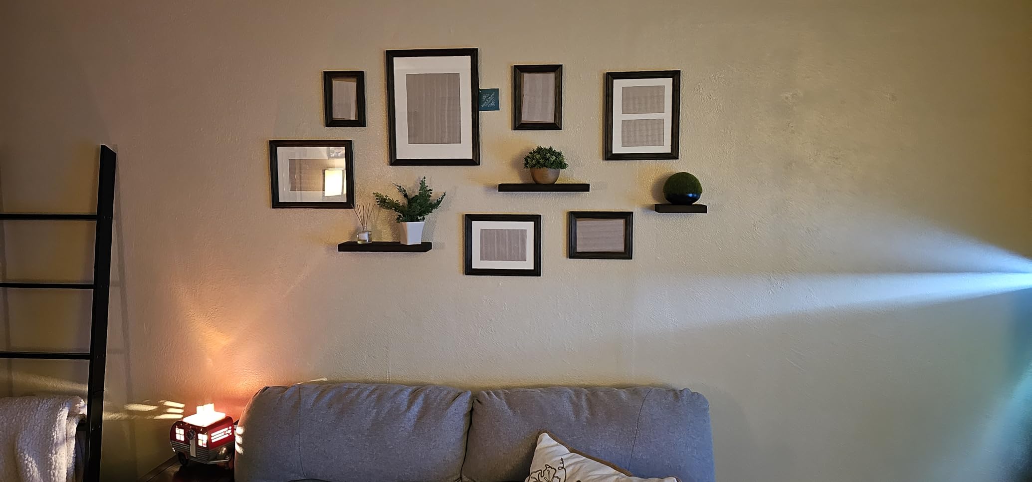 Kate and Laurel Bordeaux Gallery Wall Frame and Shelf Kit, Set of 10, Natural, Assorted Size Frames with Wood Finish and Three Display Shelves Included customer photo 2
