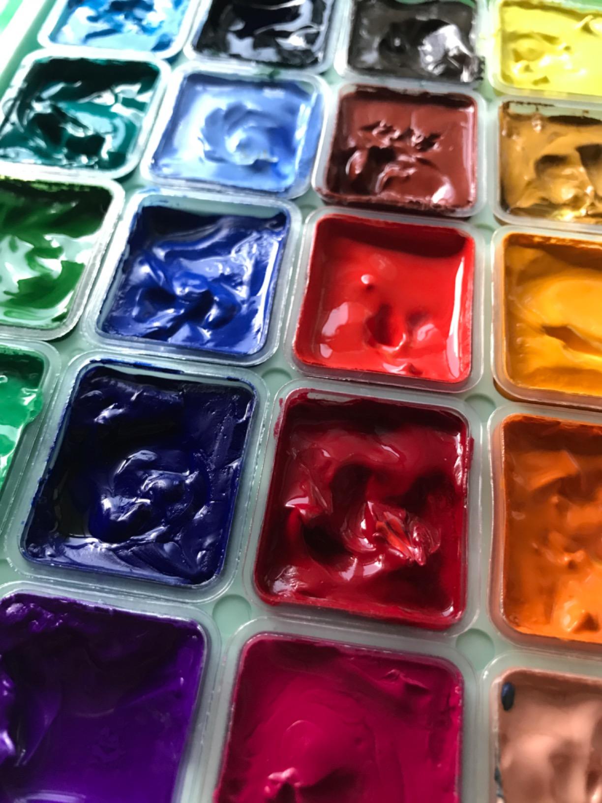 HIMI Gouache Paint Set, 24 Colors x 30ml Unique Jelly Cup Design with 3 Paint Brushes and a Palette in a Carrying Case, Non-Toxic Gouache Paint Perfect for Artists, Students(Green) customer photo 1