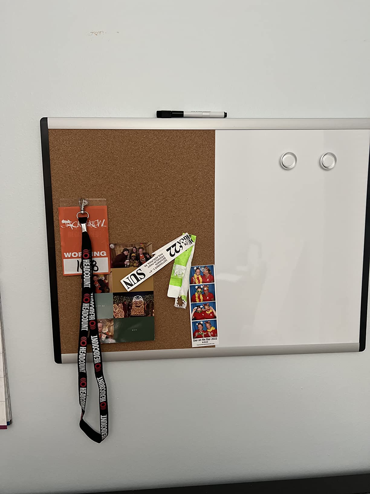 Amazon Basics Magnetic Dry Erase Whiteboard & Cork Board Combo, Wall Mounted for Home, Office and Classroom, Aluminum Frame, 36