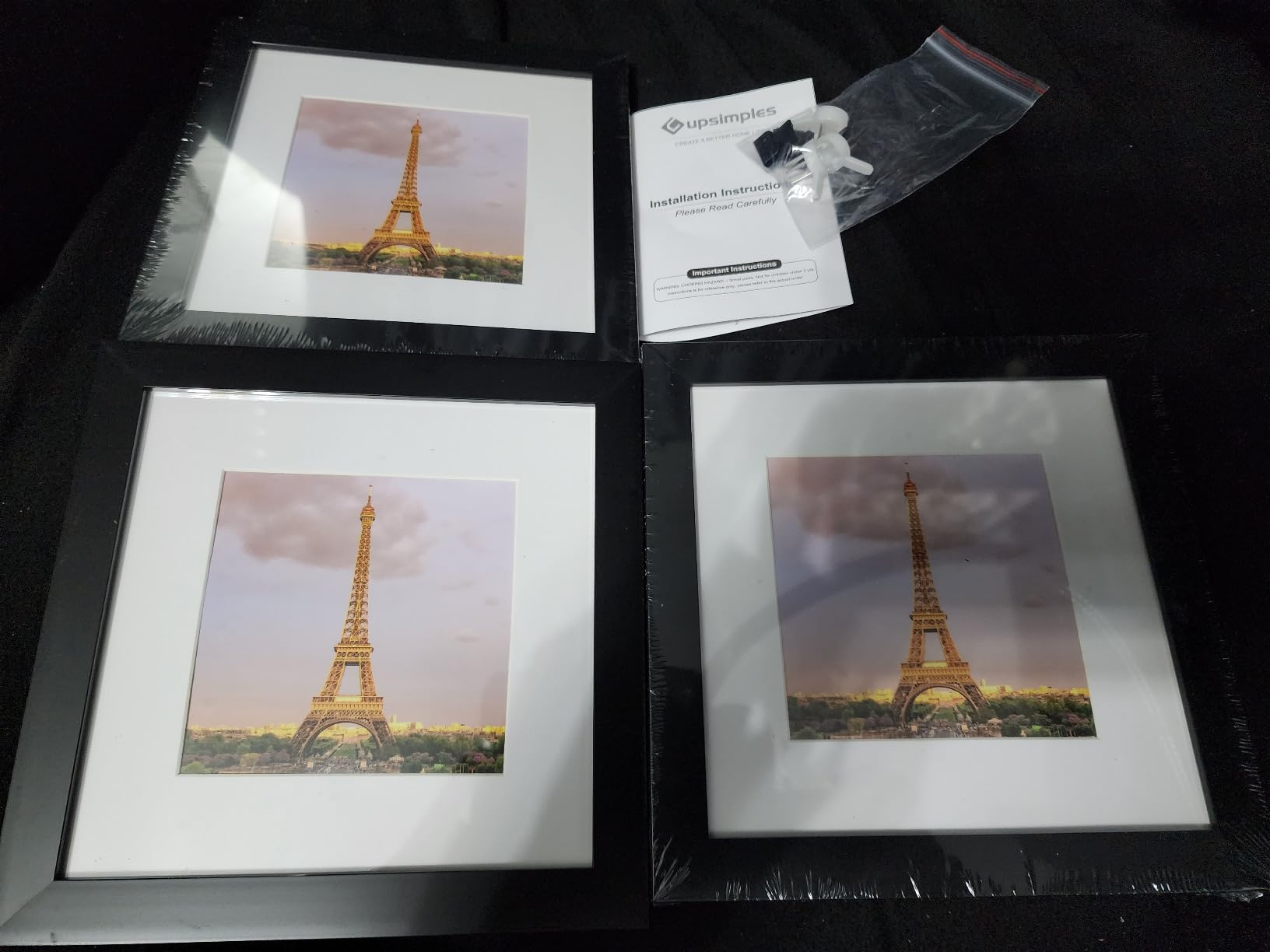 upsimples 11x14 Picture Frame, Gallery Glass Photo Frames Set of 3, Black customer photo 2