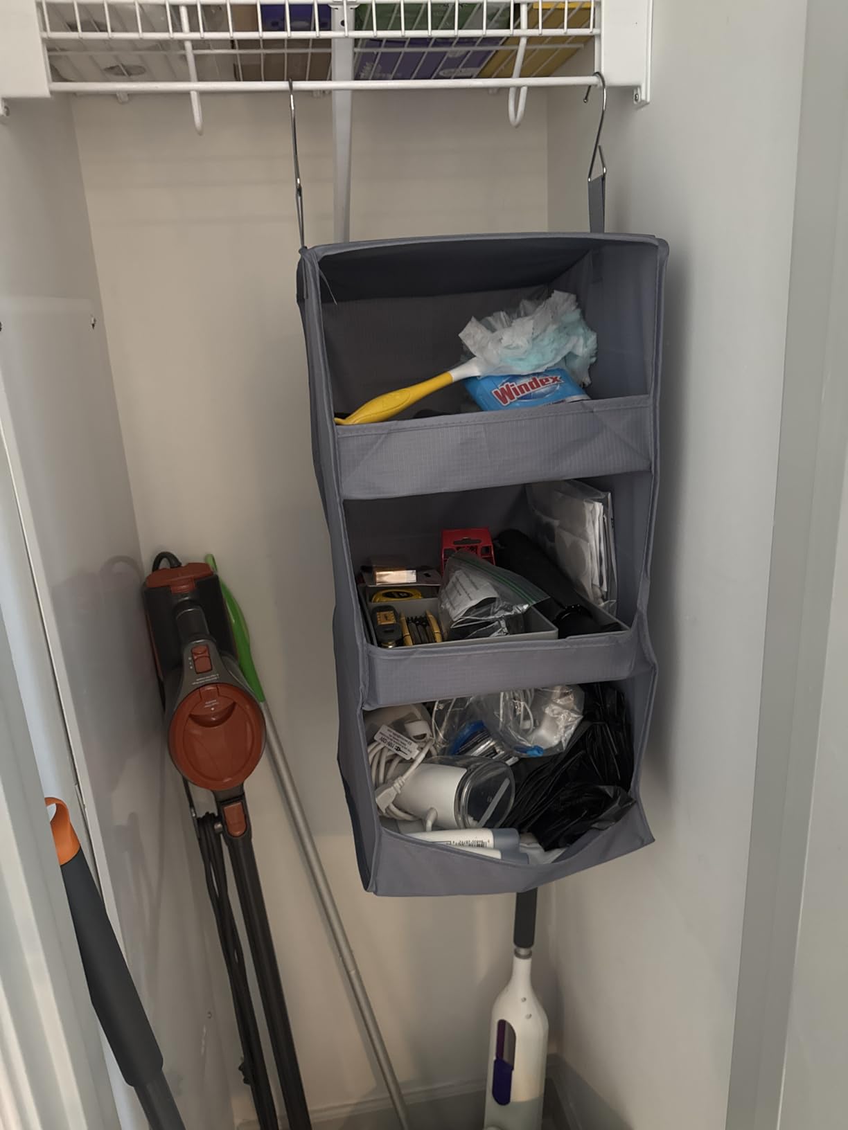 GRANNY SAYS 3-Shelf Hanging Closet Organizer, Foldable Storage, Gray customer photo 1