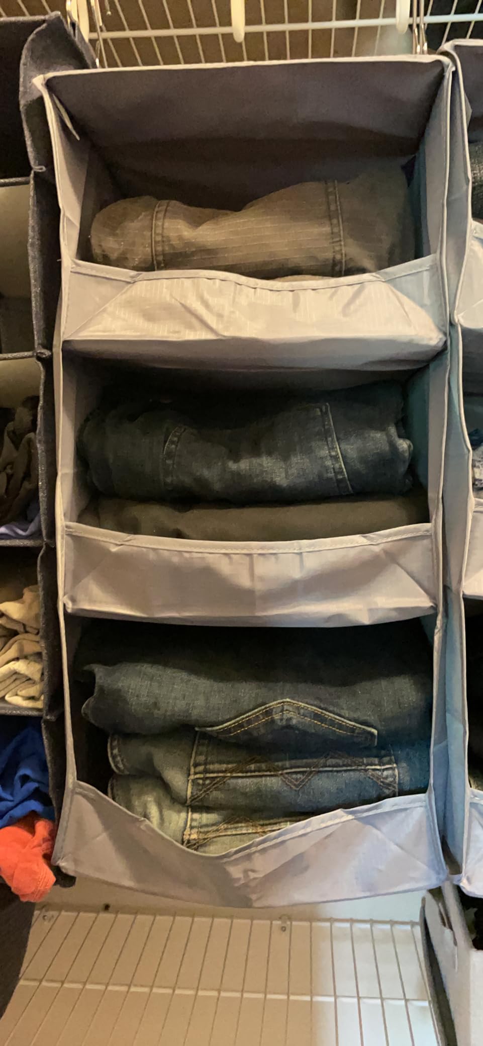 GRANNY SAYS 3-Shelf Hanging Closet Organizer, Foldable Storage, Gray customer photo 2