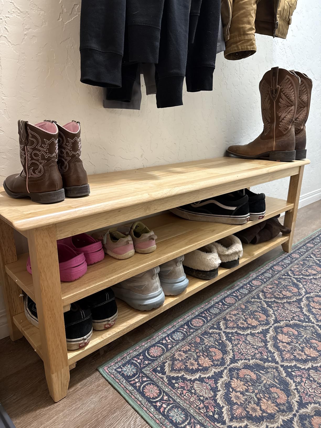 XKZG Shoe Rack Bench Wooden Shoe Storage Bench Entryway Bench, Brown, 39.4