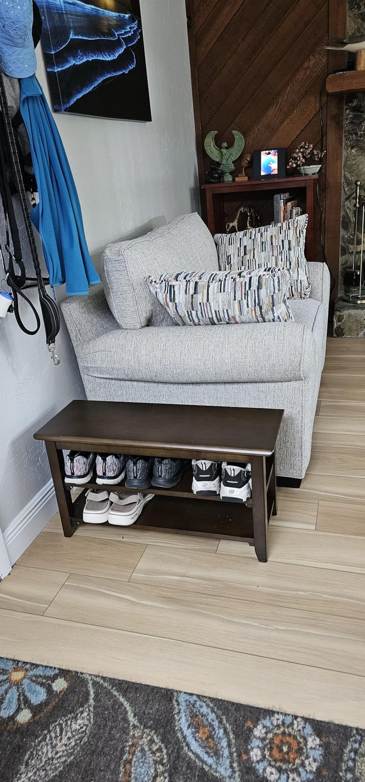 XKZG Shoe Rack Bench Wooden Shoe Storage Bench Entryway Bench, Brown, 39.4