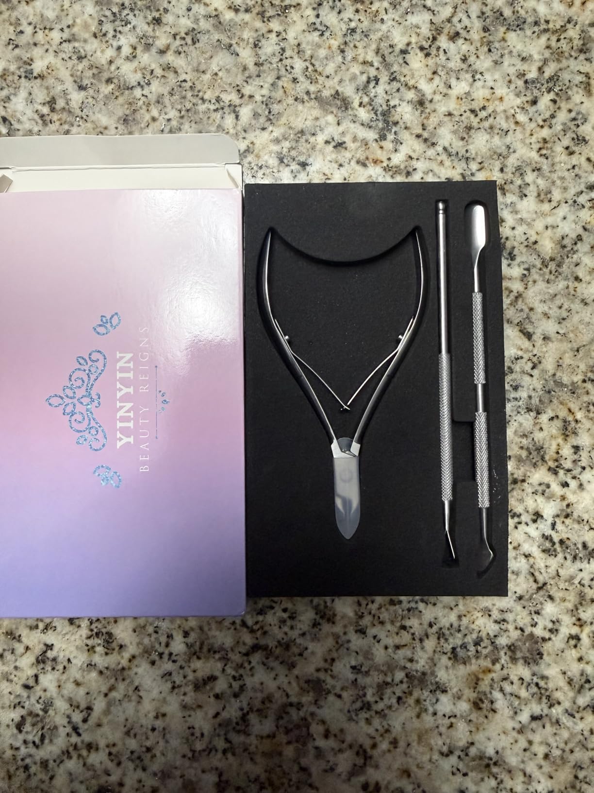 YINYIN Cuticle Trimmer with Pusher and Cutter,Silver customer photo 2