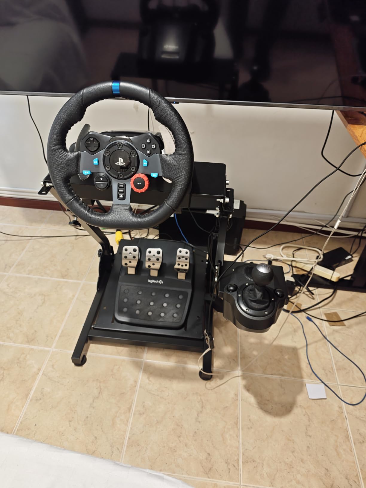 Racing Wheel Stand, Height Adjustable & Foldable Steering Wheal Stand Compatible with Logitech G25,G27,G29,G920 Gaming Cockpit customer photo 1
