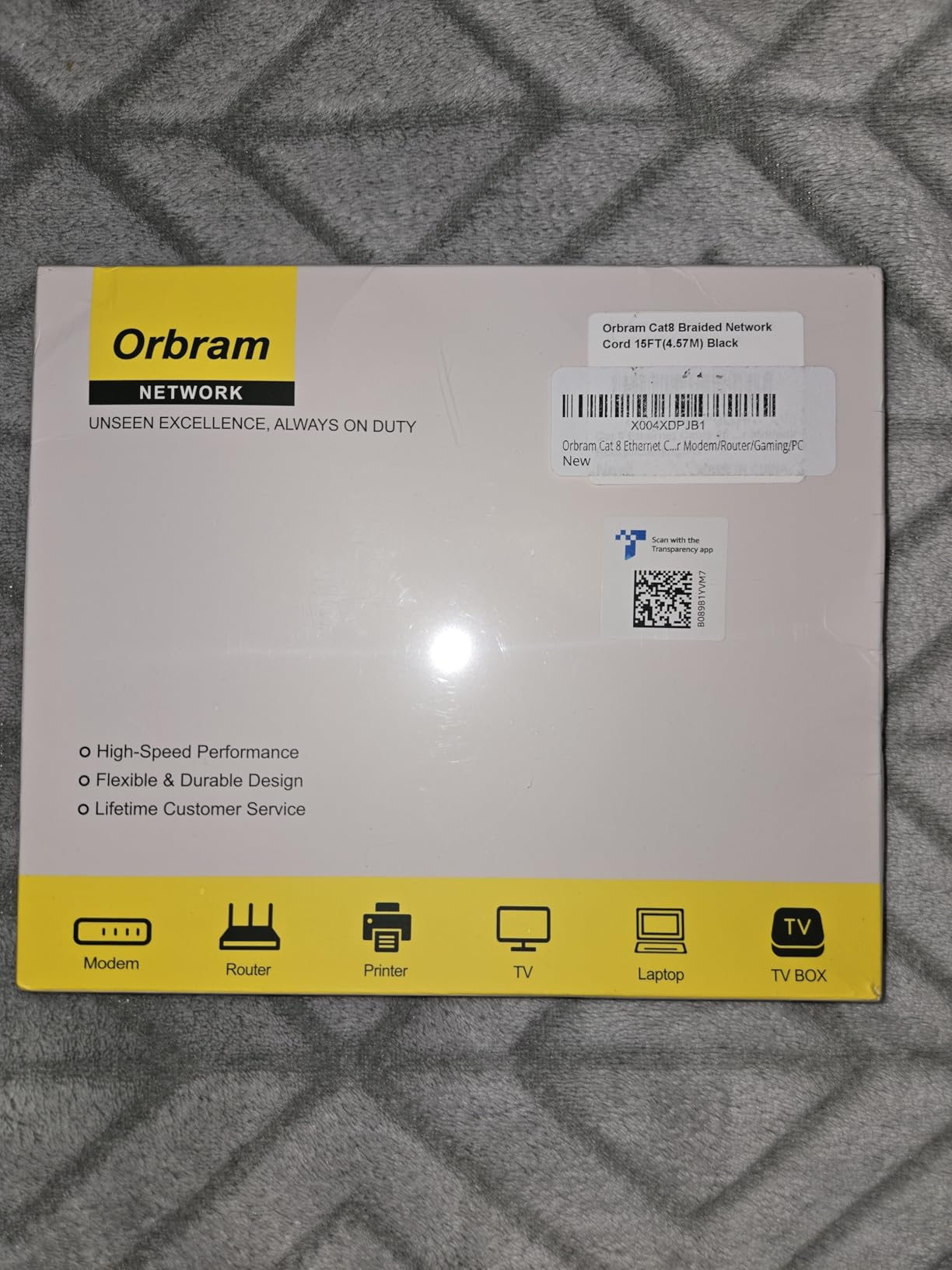 Orbram Cat 8 Ethernet Cable 50FT, High Speed Braided 40Gbps 2000MHz Network customer photo 2