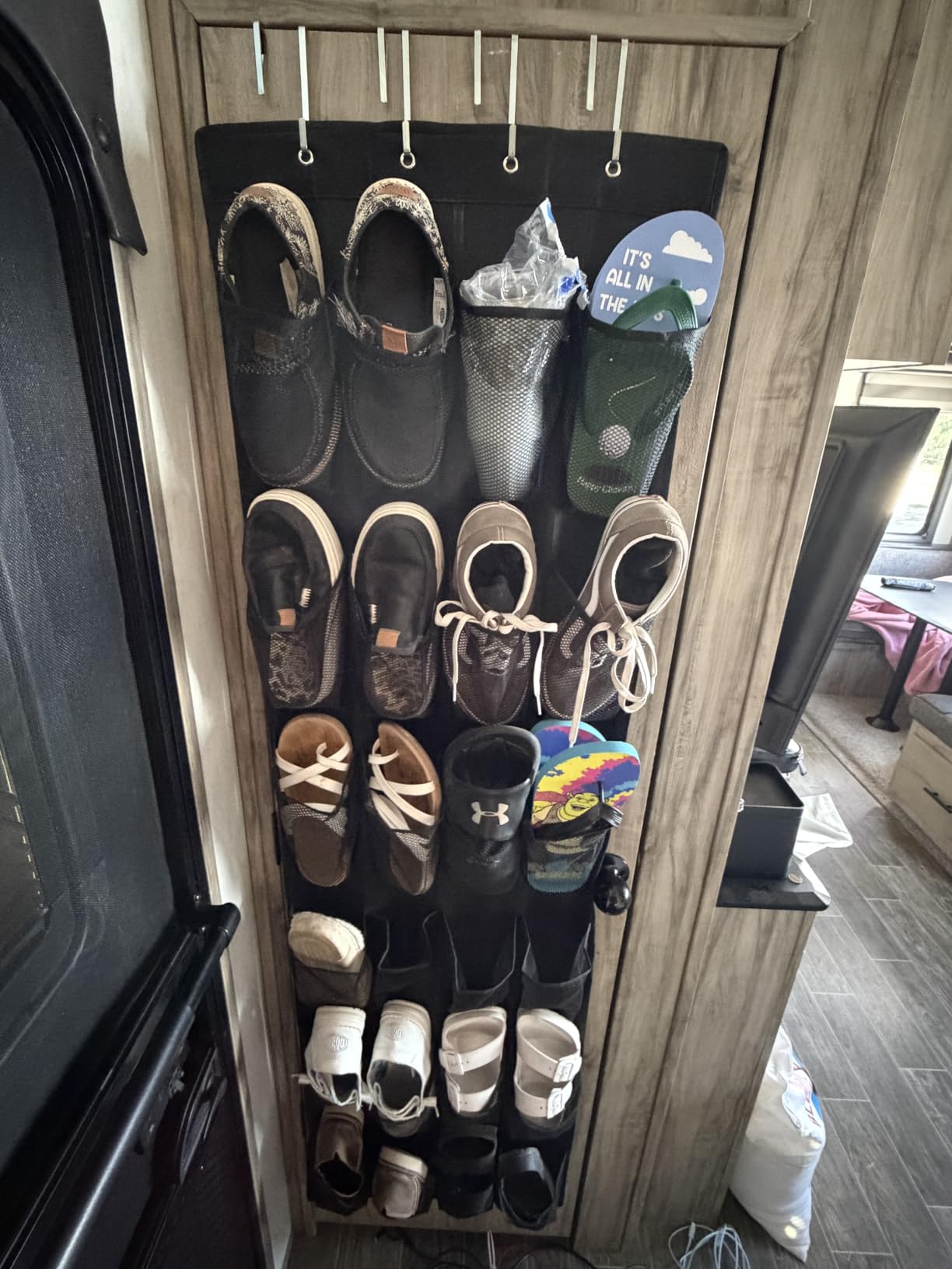 GORILLA GRIP Over the Door Shoe Organizer, 24 Large Pockets, Black customer photo 2
