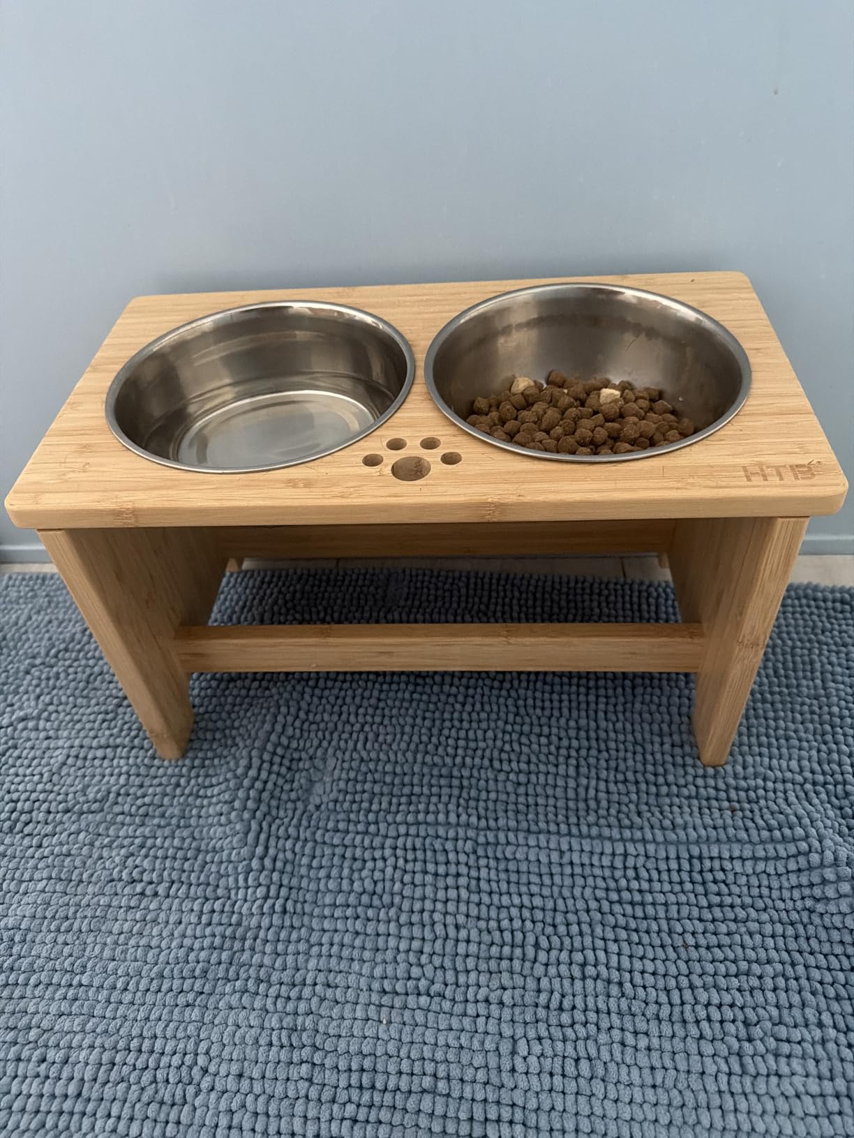 HTB Elevated Dog Bowls,Raised Dog Bowl Stand with 2 Stainless Steel Bowls,Elevated Raised Dog Bowls for Large Medium Small Sized Dogs customer photo 2