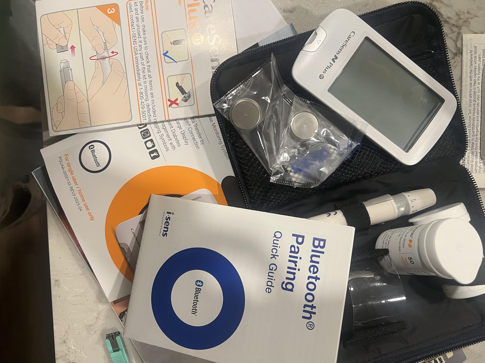 CareSens N Plus Bluetooth Blood Glucose Monitor Kit with 100 Blood Sugar Test Strips, 100 Lancets, Meter, Lancing Device, Auto-Coding Glucometer, Control Solution, Travel Case customer photo 1