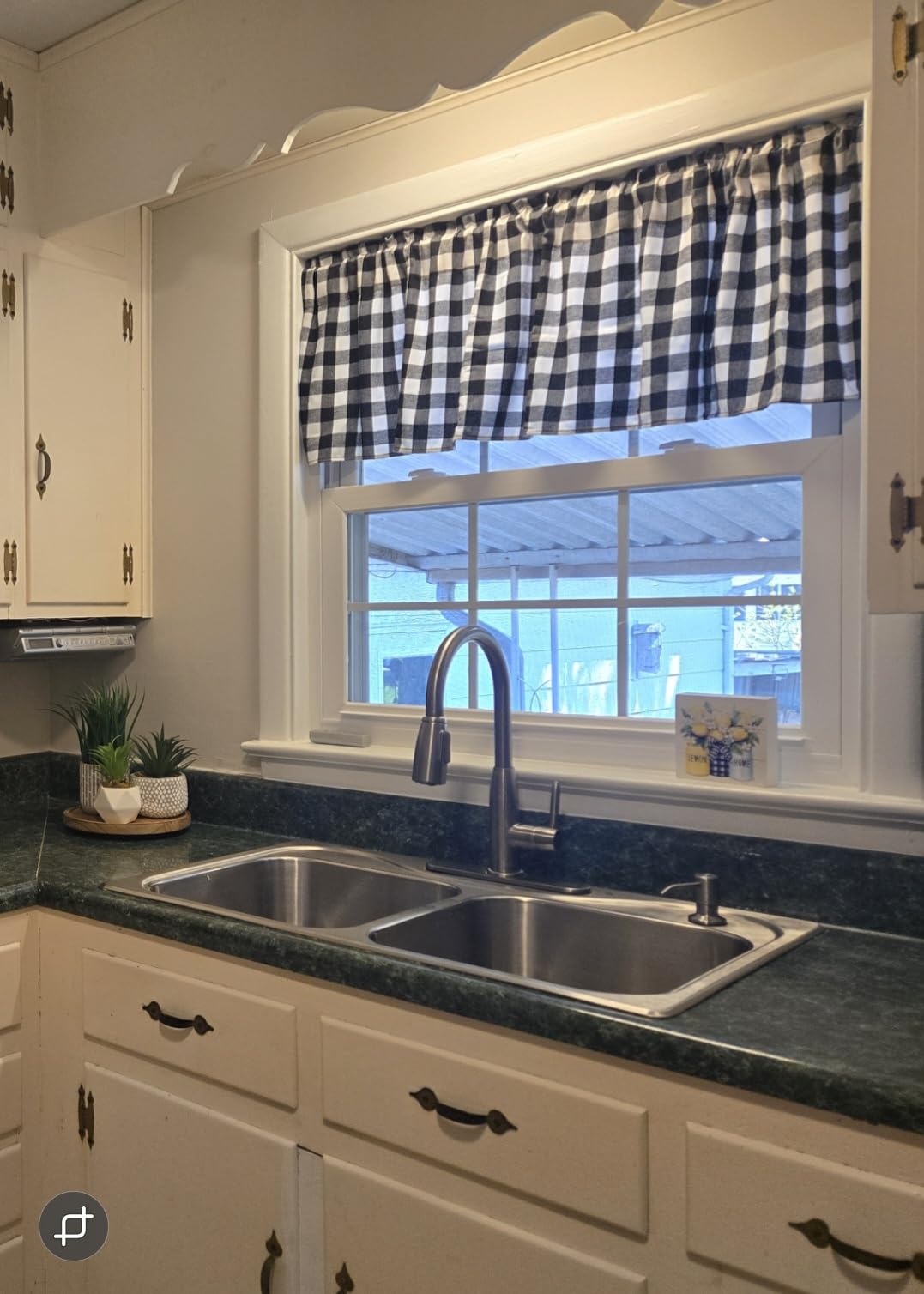 WOSIBO 2 Pack Buffalo Check Plaid Window Valances White and Grey Farmhouse Design Window Treatment Decor Curtains Rod Pocket Valances for Kitchen/Living Room 16