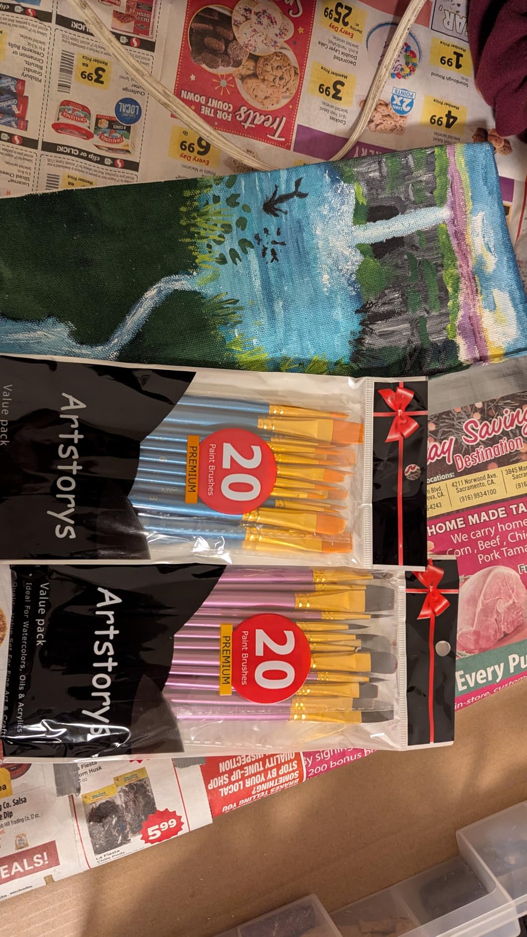 Paint Brushes Set for Acrylic Painting, 20 Pcs Oil Watercolor Acrylic Paint Brush, Artist Paintbrushes for Body Face Rock Canvas, Kids Adult Drawing Arts Crafts Supplies, Blue customer photo 1