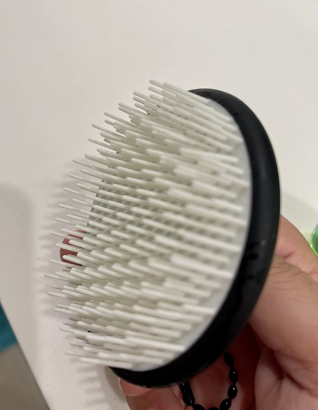Jupiter Scalp Exfoliator - Scalp Massager Tool for Wet & Dry Hair - Ergonomic Detangler Brush - Dandruff Comb & Scrub to Remove Dandruff & Buildup and Support Circulation - Black/White customer photo 2
