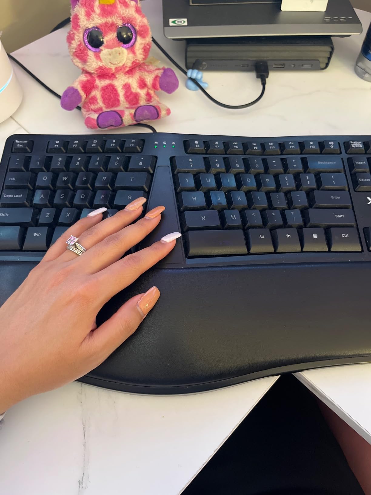 X9 Wired Ergonomic Keyboard with Cushioned Wrist Rest - Type Comfortably Longer - USB Wired Split Keyboard for Laptop, PC & Chrome Computer with 110 Ergo Keys & 5ft Cable customer photo 1