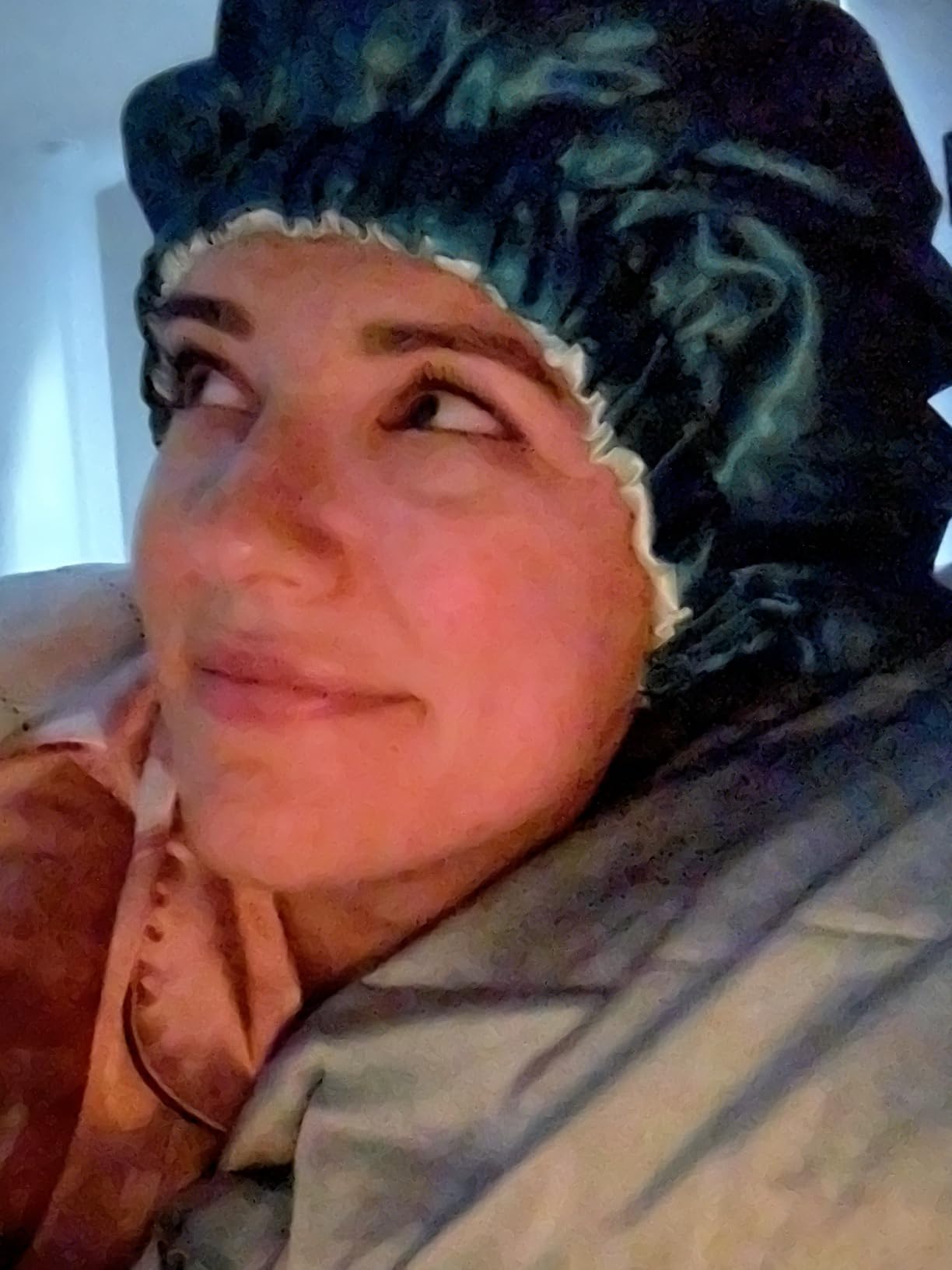 Edoneery Satin Bonnet for Sleeping Women, Double Layer Curly Hair Cap customer photo 1