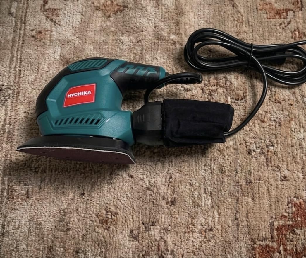 HYCHIKA Detail Sander, 14,000 OPM Compact Electric Sander Tool with 12 Pcs Sandpapers,Efficiency Dust Collection System,Suitable for Tight Spaces Sanding,Polishing,Removing Paint in Home Decoration customer photo 2