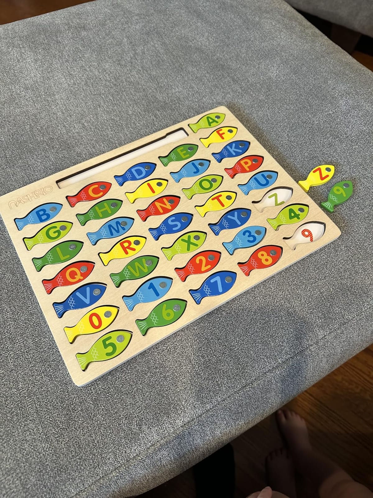 Magnetic Wooden Fishing Game Toy for Preschoolers, Alphabet Fish Catching Counting Games Puzzle with Numbers and Letters, Preschool Learning ABC and Math Educational Toys for 3 4 5 Years Old Kids customer photo 2
