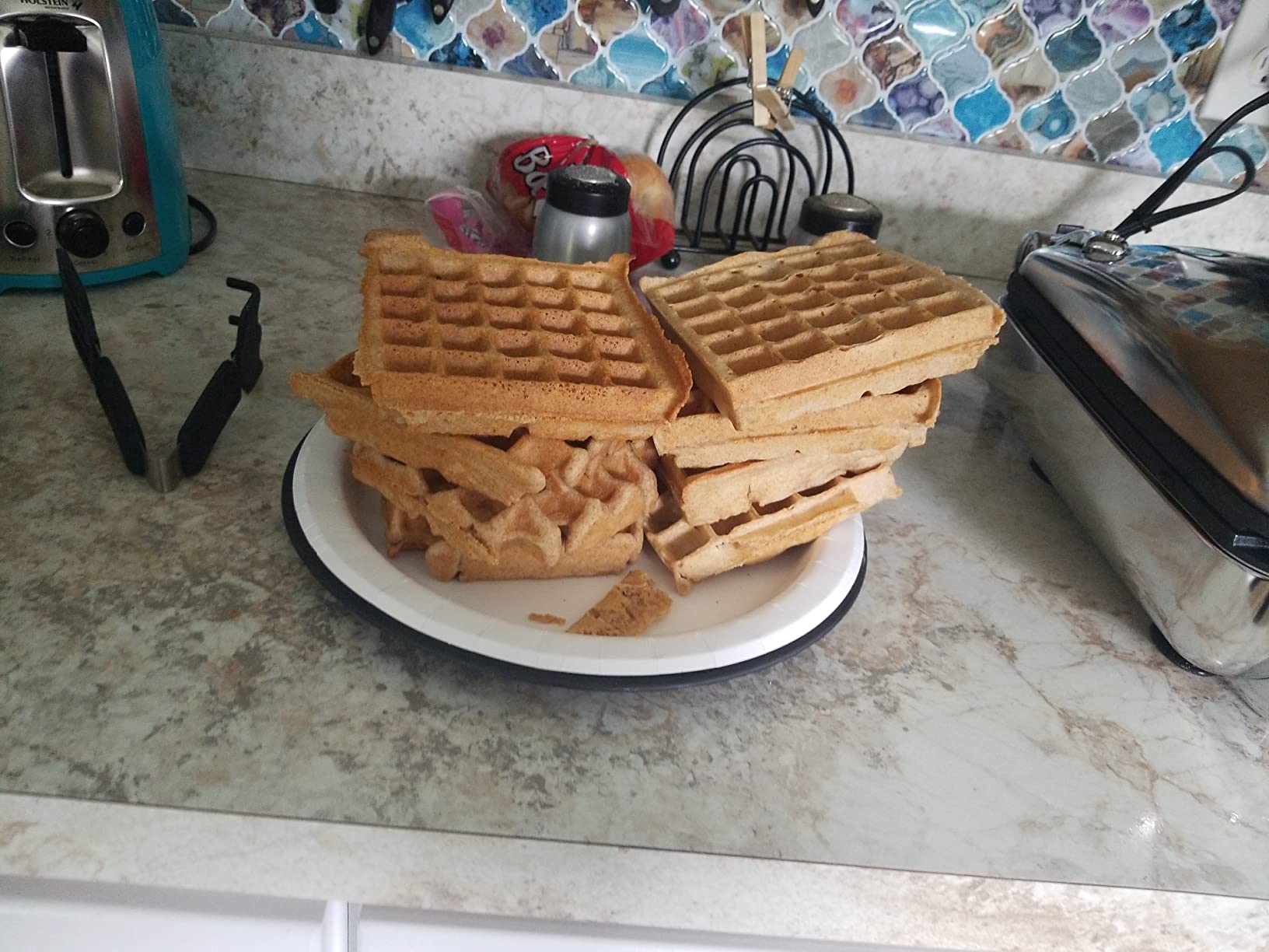 All-Clad Stainless Steel Waffle Maker 4 Section, Thick Belgium Waffle Makers, Upright Storage 1600 Watts, Nonstick, 6 Browning Levels, Dishwasher Safe customer photo 1