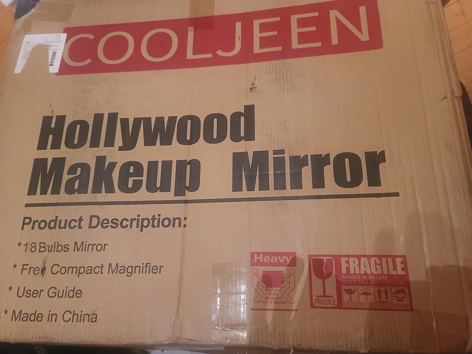 COOLJEEN 31.5x23.6 Large Hollywood Beauty Makeup Mirror with Bluetooth 18 LED Bulbs Large Lighting Cosmetic Vanity 3 Color Lighting Modes Makeup Mirror with USB Charging Port (Black, Bluetooth) customer photo 1