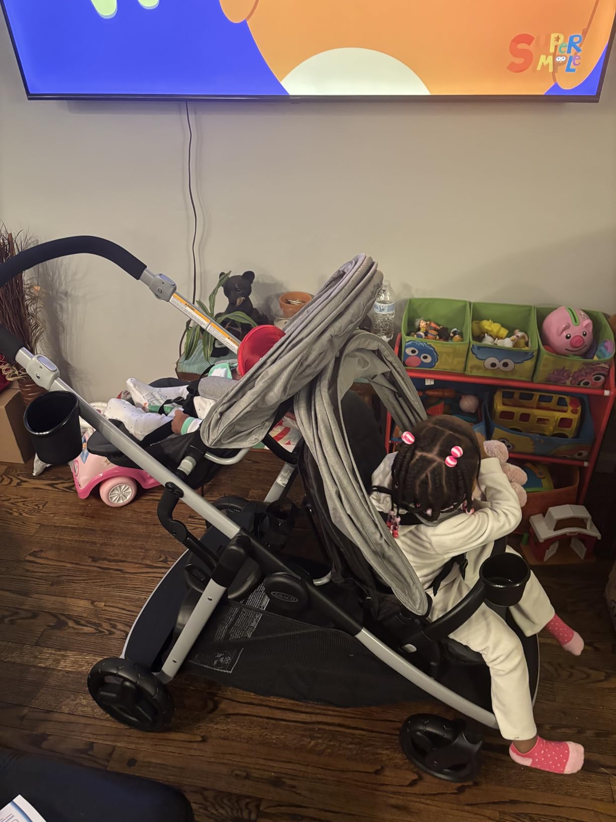 Graco Ready2Grow 2.0 Double Stroller, Twin Baby Stroller Features Bench Seat and Standing Platform Options, Compact Fold Perfect for Baby Travel, Rafa customer photo 2