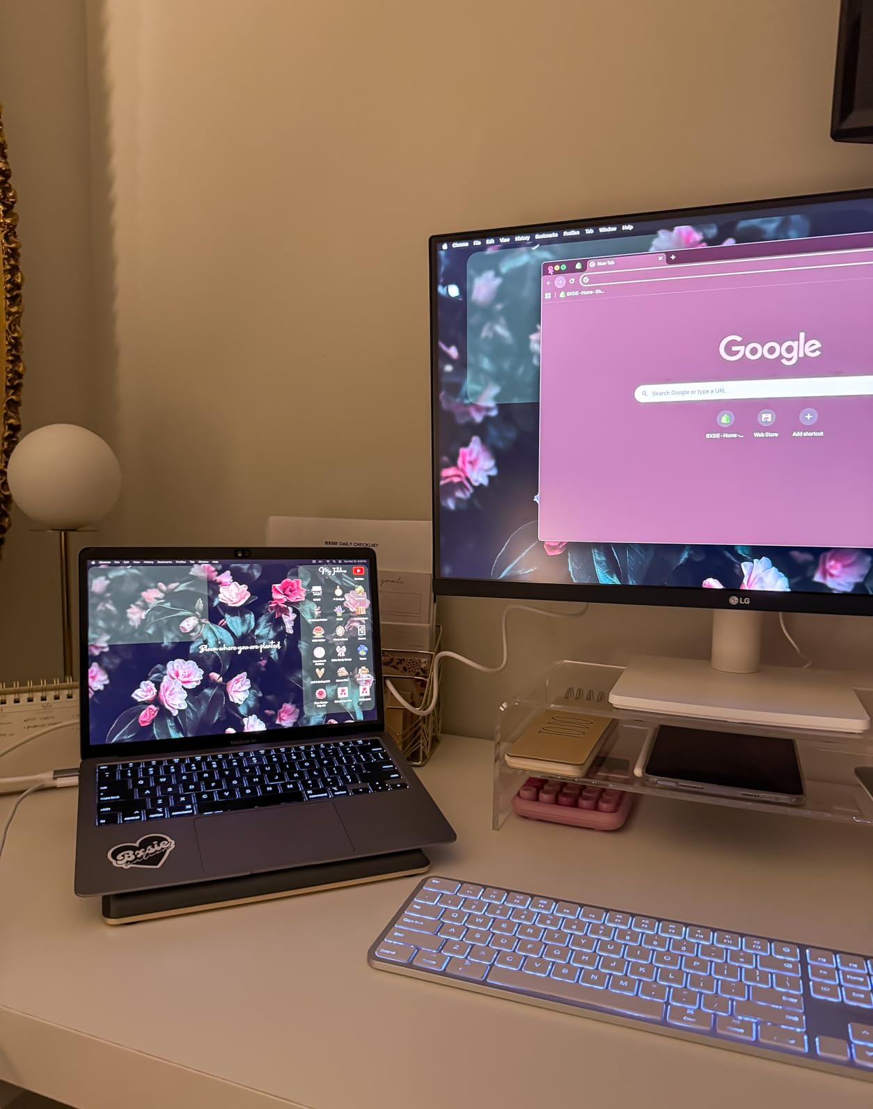 Egchi Clear Acrylic Monitor Stand Riser 2 Tier, 5.12 Inches High Clear Computer Desk Organizer Shelf for Multi Media PC Storage Laptop customer photo 1