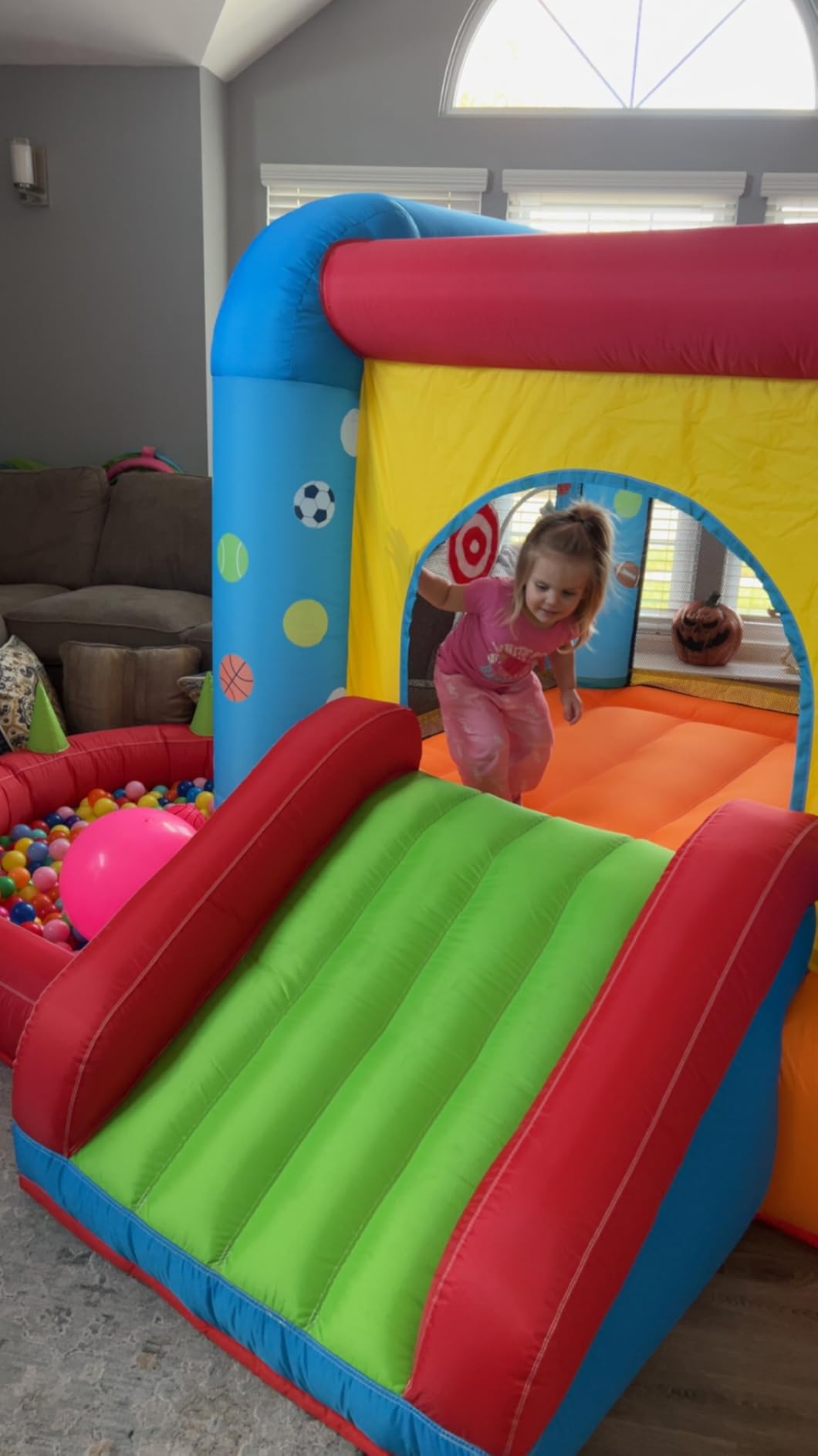Step4Fun Inflatable Bounce House, Kids Castle Slide Bouncer for Children Jumping Outdoor and Indoor Party, Baby Backyard Water Jumper Toy with Blower, Ball Pit Pool, Ideal Gifts（112 x 98 x 65”） customer photo 2