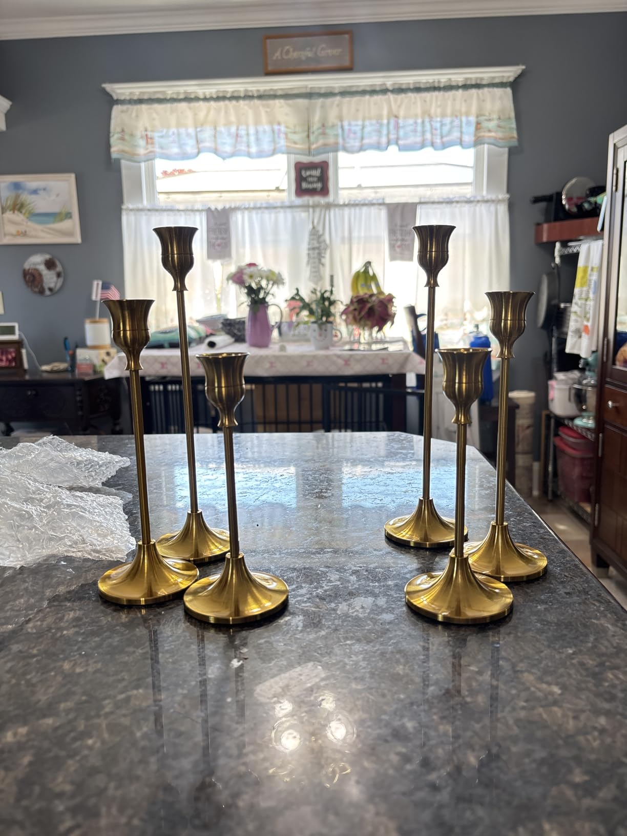 NUPTIO Candlestick Holders Vintage Centerpiece: Gold Antique Moody Decor customer photo 2